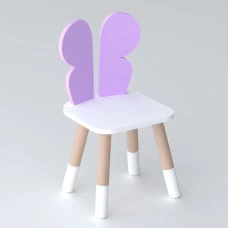 Дитячий стільчик метелик 26.5х26х25см, стілець у дитячу кімнату до 7 років, білий з фіолетовим