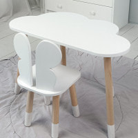 Столик тучка 46х70х40 и стульчик бабочка 26.5х26х25, стол и стул в детский, белый