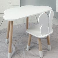 Столик тучка 46х70х40 и стульчик бабочка 26.5х26х25, стол и стул в детский, белый