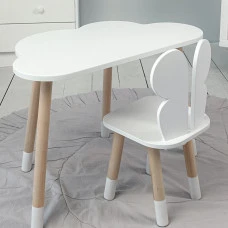 Столик хмаринка 46х70х40 і стільчик метелик 26.5х26х25, стіл та стілець в дитячу, білий
