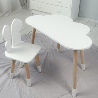 Столик тучка 46х70х40 и стульчик бабочка 26.5х26х25, стол и стул в детский, белый