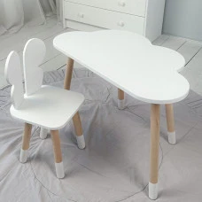 Столик хмаринка 46х70х40 і стільчик метелик 26.5х26х25, стіл та стілець в дитячу, білий