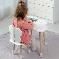 Столик тучка 46х70х40 и стульчик бабочка 26.5х26х25, стол и стул в детский, белый