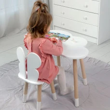Столик хмаринка 46х70х40 і стільчик метелик 26.5х26х25, стіл та стілець в дитячу, білий