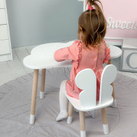 Столик тучка 46х70х40 и стульчик бабочка 26.5х26х25, стол и стул в детский, белый