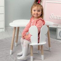 Столик тучка 46х70х40 и стульчик бабочка 26.5х26х25, стол и стул в детский, белый