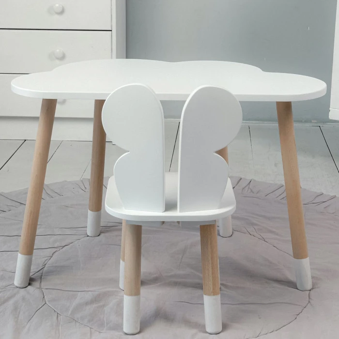 Столик тучка 46х70х40 и стульчик бабочка 26.5х26х25, стол и стул в детский, белый