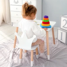 Стол прямоугольный с ящиком для вещей 46х60х45 и стул корона 26.5х26х25, столик и стульчик в детскую, белый