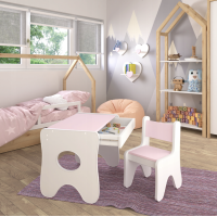 Комплект дитячих меблів столик та стільчик 70×45×51, стіл та стілець у дитячу, білий з рожевим