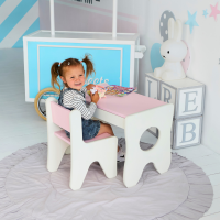 Стільчик для дитячої кімнати 55×37×33 дитячий зручний стілець для ігор, білий з рожевим