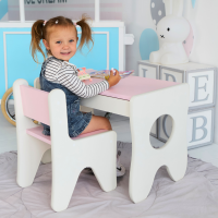 Стільчик для дитячої кімнати 55×37×33 дитячий зручний стілець для ігор, білий з рожевим