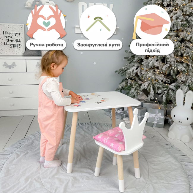 Детский прямоугольный столик 46х60х45, детский стол от 1 года, белый