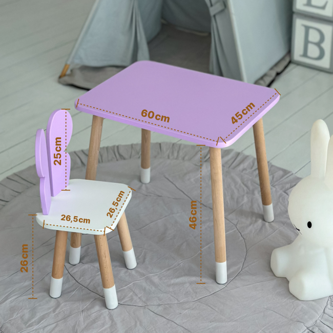 Детский прямоугольный столик 46х60х45, детский стол от 1 года, белый