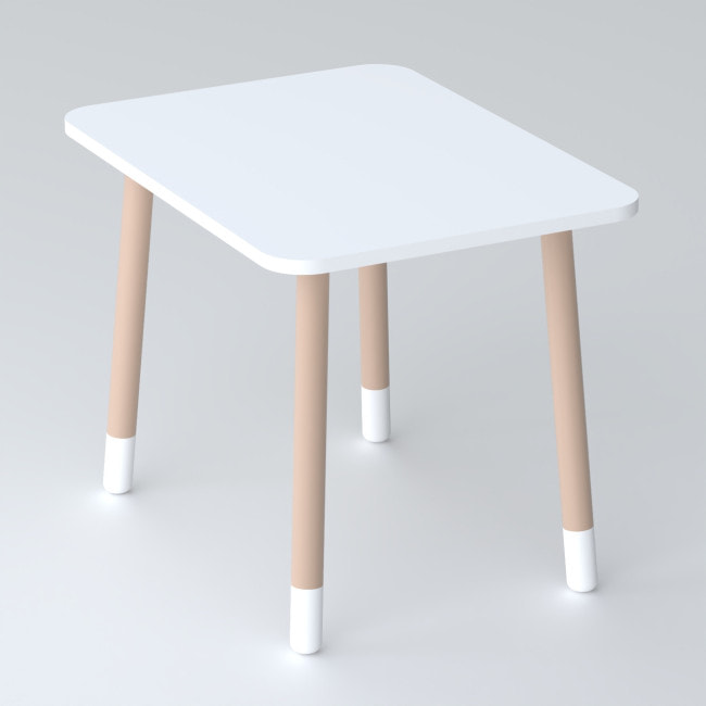 Детский прямоугольный столик 46х60х45, детский стол от 1 года, белый