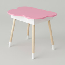 Детский стол облачко с нишей 54х68х50, столик трюмо с откидным верхом, розовый