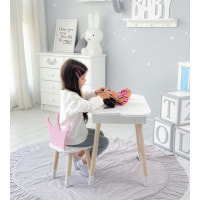 Столик облачко с удобной нишей 54х68х50 и стульчик корона 26.5х26х25, стол и стул в детский, белый с розовым