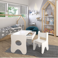 Стільчик для дитячої кімнати 55×37×33 дитячий зручний стілець для ігор, білий