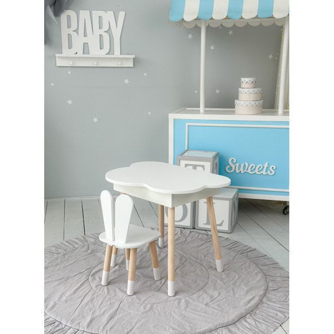 Детский стол облачко с нишей 54х68х50, столик трюмо с откидным верхом, белый
