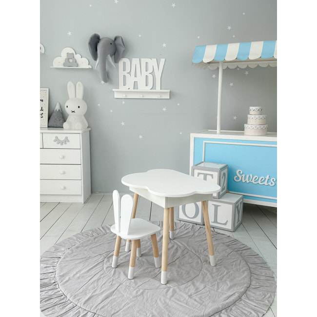 Детский стол облачко с нишей 54х68х50, столик трюмо с откидным верхом, белый