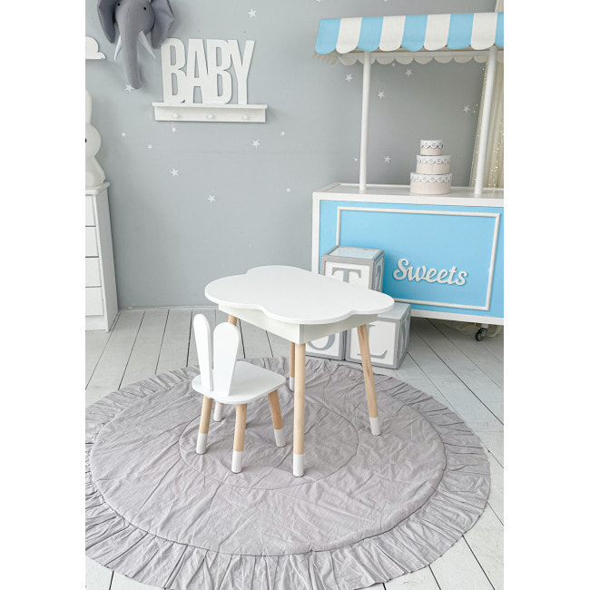 Детский стол облачко с нишей 54х68х50, столик трюмо с откидным верхом, белый