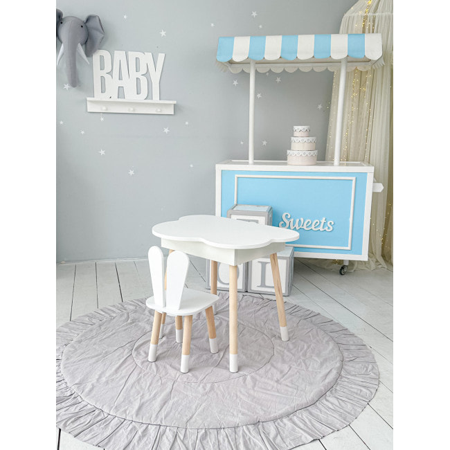 Детский стол облачко с нишей 54х68х50, столик трюмо с откидным верхом, белый
