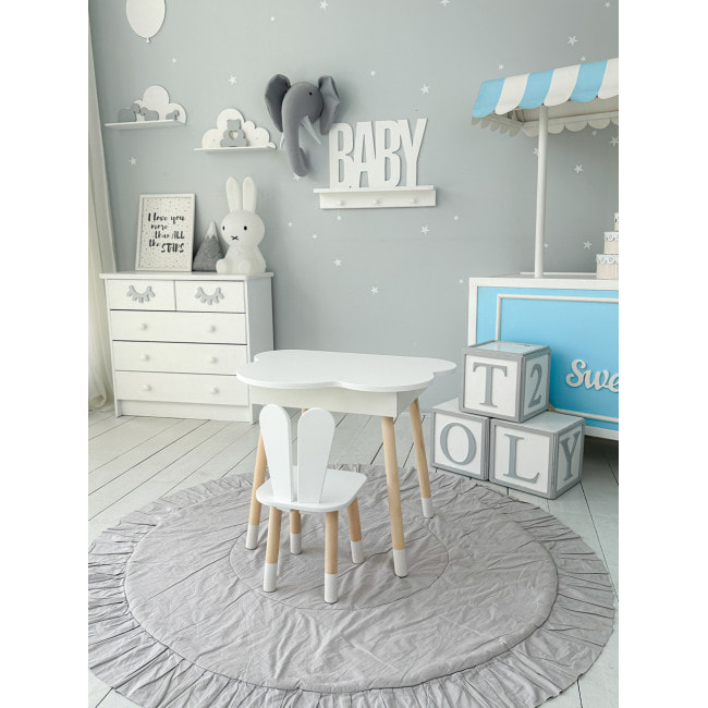 Детский стол облачко с нишей 54х68х50, столик трюмо с откидным верхом, белый