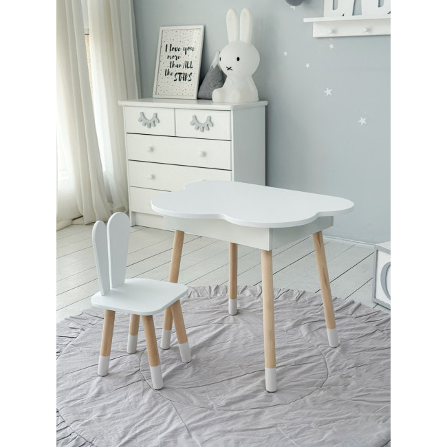 Детский стол облачко с нишей 54х68х50, столик трюмо с откидным верхом, белый