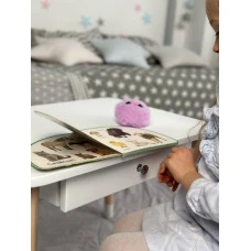 Стол прямоугольный с ящиком 46х60х45 и стул бабочка 26.5х26х25, столик и стульчик в детский, белый