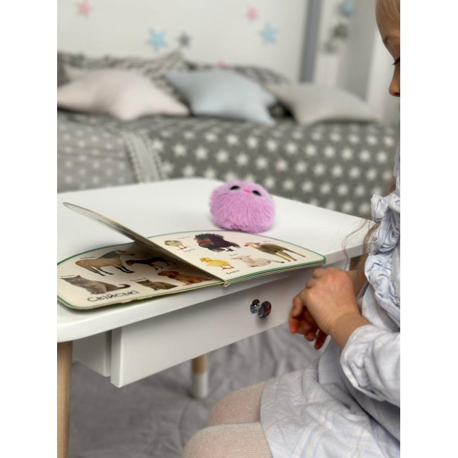 Стол прямоугольный с ящиком 46х60х45 и стул бабочка 26.5х26х25, столик и стульчик в детский, белый