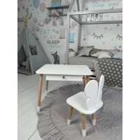 Стол прямоугольный с ящиком 46х60х45 и стул бабочка 26.5х26х25, столик и стульчик в детский, белый