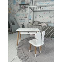 Стол прямоугольный с ящиком 46х60х45 и стул бабочка 26.5х26х25, столик и стульчик в детский, белый