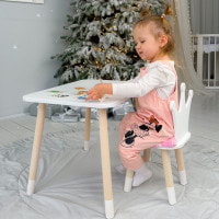 Стіл прямокутний 46х60х45 і стілець корона 26.5х26х25, столик та стільчик для хлопчика, білий