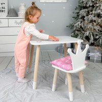 Стіл прямокутний 46х60х45 і стілець корона 26.5х26х25, столик та стільчик для хлопчика, білий