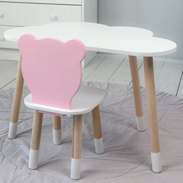 Детский стульчик мишка 26.5х26х25см, стул для детей, белый