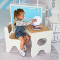 Стільчик в дитячу кімнату 55×37×33 дитячий зручний стілець для ігор, білий з деревом