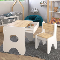 Набор детской мебели стол с ящиком и стульчик 70×45×51, стол и стул для детей, белый с деревом