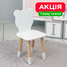 Детский стульчик мишка 26.5х26х25см, стул для детей, белый