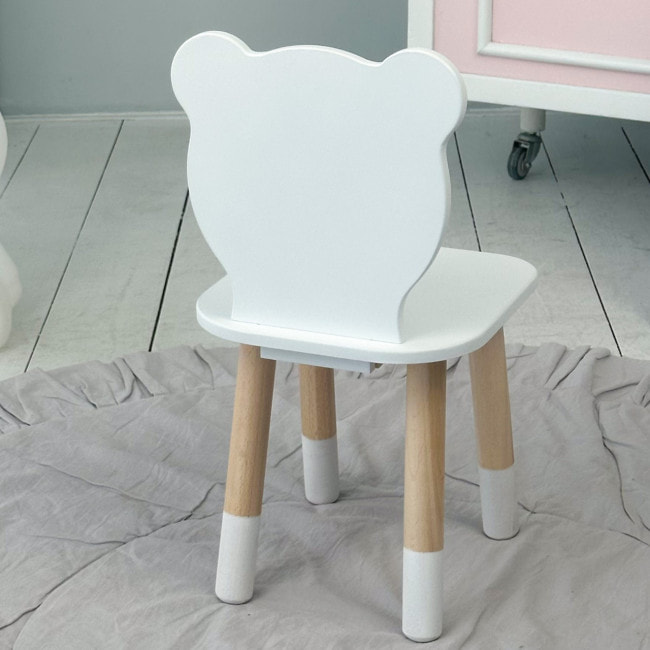 Детский стульчик мишка 26.5х26х25см, стул для детей, белый