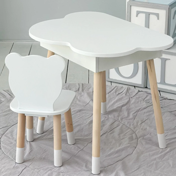 Детский стульчик мишка 26.5х26х25см, стул для детей, белый