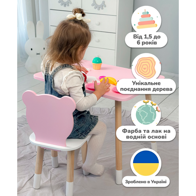 Детский прямоугольный столик 46х60х45, стол для детской от 1 года, фиолетовый