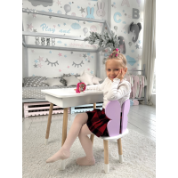 Столик с откидным верхом 53х60х45 и стульчик крылья бабочки 26.5х26х25, стол и стул для детей от 1 года, белый с фиолетовым