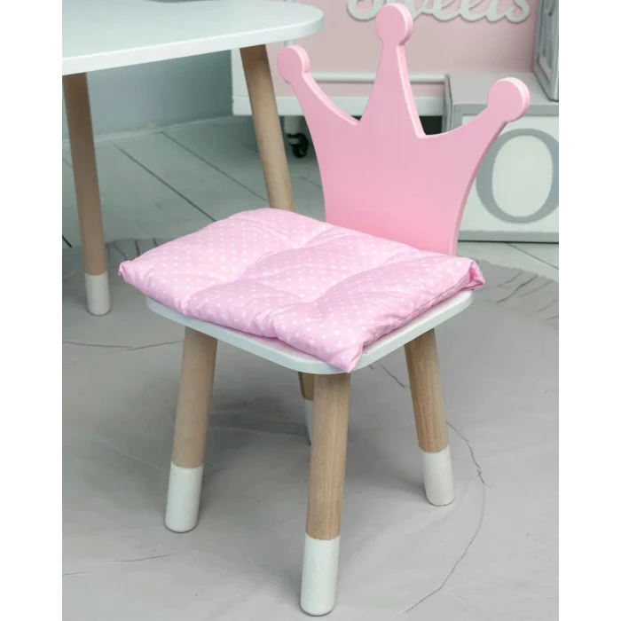 Подушка мягкая для детского стульчика 23х28, розовая в горошек.
