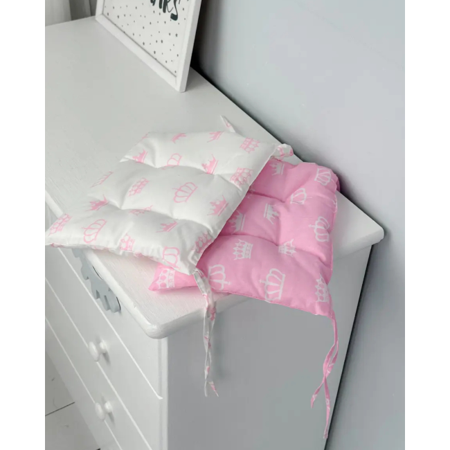 Подушка мягкая для детского стульчика 23х28, розовая в горошек.