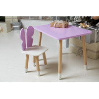 Дитячий стіл 46х60х45 і стілець крильця метелика 26.5х26х25, столик та стільчик для дівчачої кімнати, фіолетовий з білим