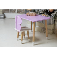 Дитячий стіл 46х60х45 і стілець крильця метелика 26.5х26х25, столик та стільчик для дівчачої кімнати, фіолетовий з білим