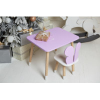 Дитячий стіл 46х60х45 і стілець крильця метелика 26.5х26х25, столик та стільчик для дівчачої кімнати, фіолетовий з білим
