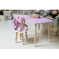 Дитячий стіл 46х60х45 і стілець крильця метелика 26.5х26х25, столик та стільчик для дівчачої кімнати, фіолетовий з білим