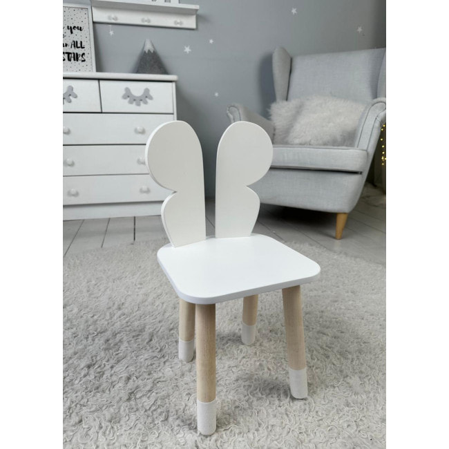 Столик с откидным верхом 53х60х45 и стульчик бабочка 26.5х26х25, стол и стул для мальчика от 1 года, белый