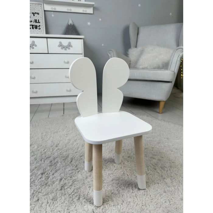 Столик з відкидним верхом 53х60х45 і стільчик метелик 26.5х26х25, стіл та стілець для злопчика від 1 року, білий