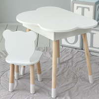 Дитячий стільчик ведмедик 26.5х26х25см, стілець для дитини, білий з рожевим